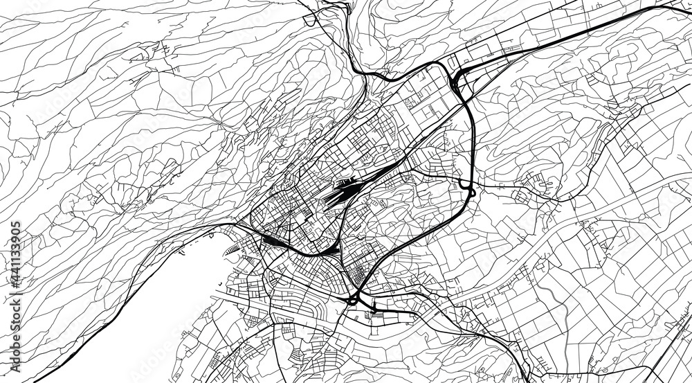 Urban vector city map of Biel and Bienne, Switzerland, Europe - obrazy, fototapety, plakaty 