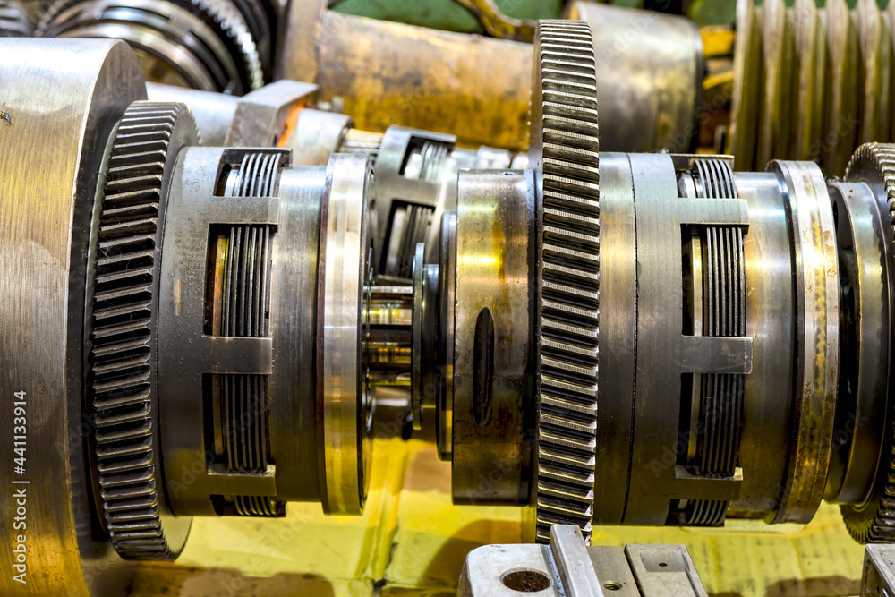 Fototapeta premium Friction clutch of the gearbox of the cnc machine tool.