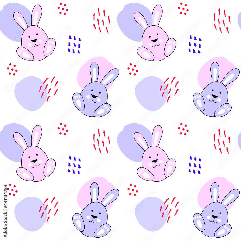 Vector seamless pattern with cute rabbits Vector seamless pattern with cute rabbits