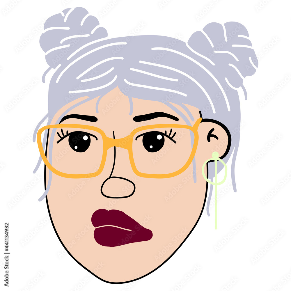 Fashion woman model with glasses. Summer holiday portrait of beautiful girl. Flat trendy illustration. Template for card, poster, banner, print for t-shirt. Fashion woman model with glasses. Summer holiday portrait of beautiful girl. Flat trendy illustration. Template for card, poster, banner, print for t-shirt.