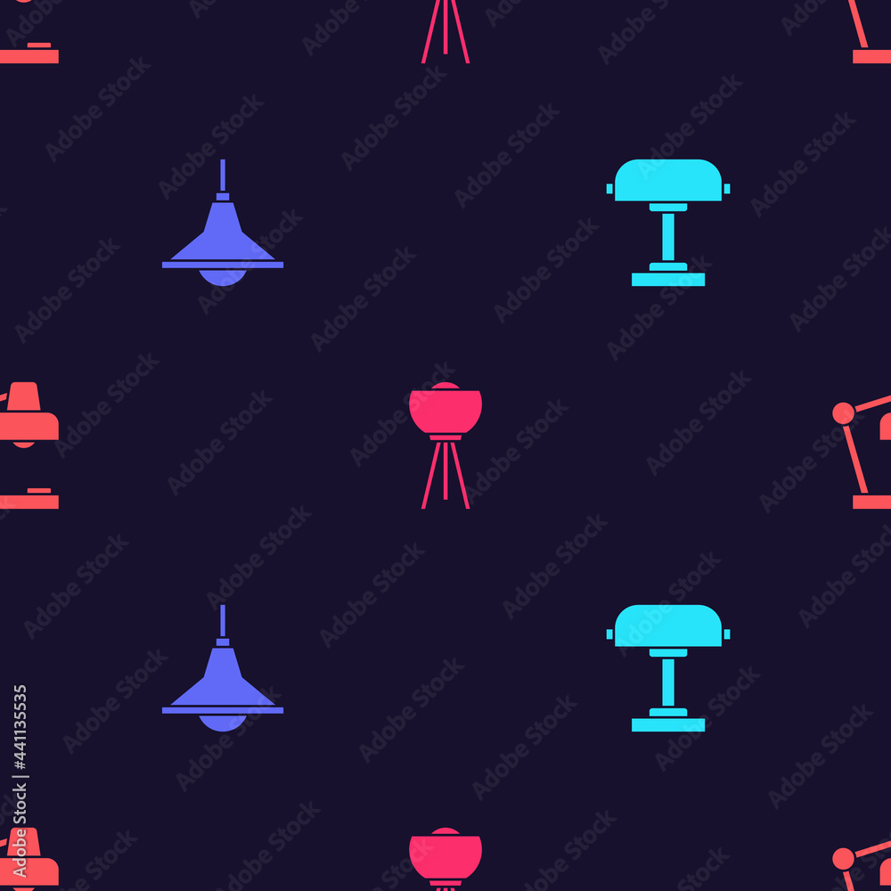 Set Table lamp, Chandelier, Floor and on seamless pattern. Vector Set Table lamp, Chandelier, Floor and on seamless pattern. Vector