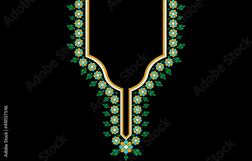 vector decorative embroidery on the clothes in native style. geometric ethnic oriental pattern traditional. floral necklace embroidery design for fashion women. background,wrapping.