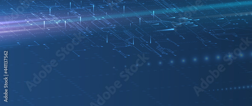 Quantum processing. Deep learning artificial intelligence. Future new technology  for business or science presentation