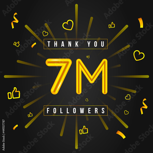 Thank you 7M followers Design. Celebrating 7 or seven million followers. Vector illustration. photo