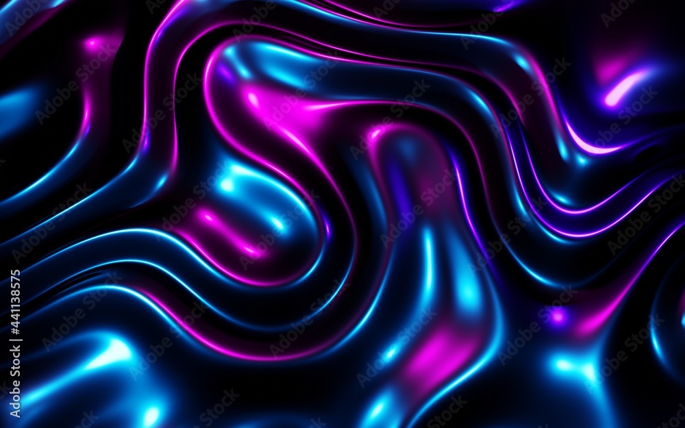 Abstract Neon Geometric Background Wavy Gradient Liquid Or Folds Silk Abstract Neon Geometric Background Wavy Gradient Liquid Or Folds Silk