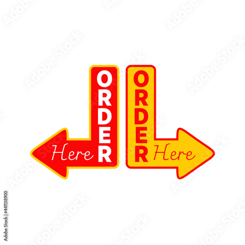 Order here sign logo design template