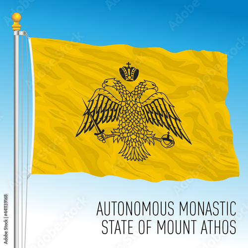 Foto Mount Athos official flag, Greece, vector illustration