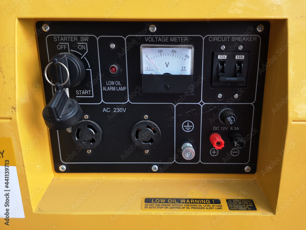 Fototapeta premium Control generator panel texture with lots of buttons