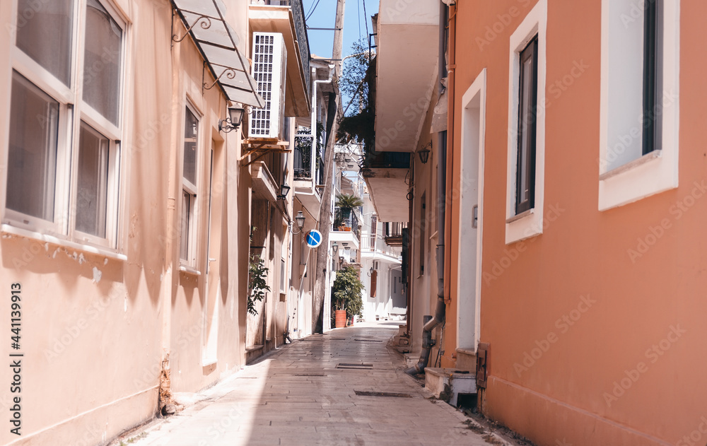 Fototapeta premium Old narrow Greek street at Lefkada town.