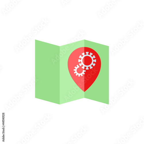 location point coronavirus outbreak on map single flat icon isolated on white. Perfect outline symbol Coronavirus Covid 19 pandemic banner. Quality flat design element