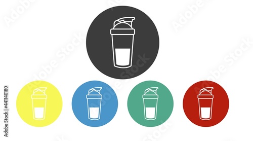 Vector Isolated Illustration of a Potein Shaker. Protein Shaker Icon Set