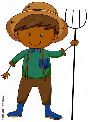 A farmer boy cartoon character isolated