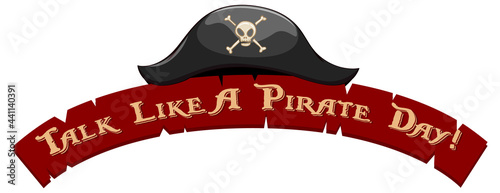 Talk Like A Pirate Day Clipart Banner with A Pirate Hat