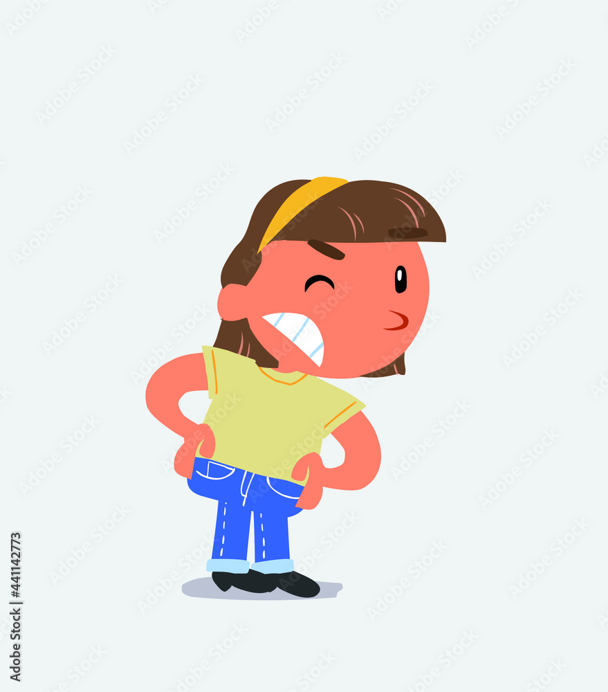 cartoon character of little girl on jeans suspecting something wrong cartoon character of little girl on jeans suspecting something wrong