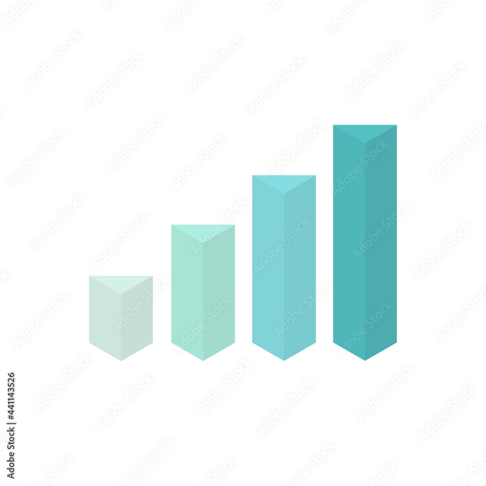 Pyramid graph with four blue charts. Isometric business growth infographic template. Vector isolated on white Pyramid graph with four blue charts. Isometric business growth infographic template. Vector isolated on white
