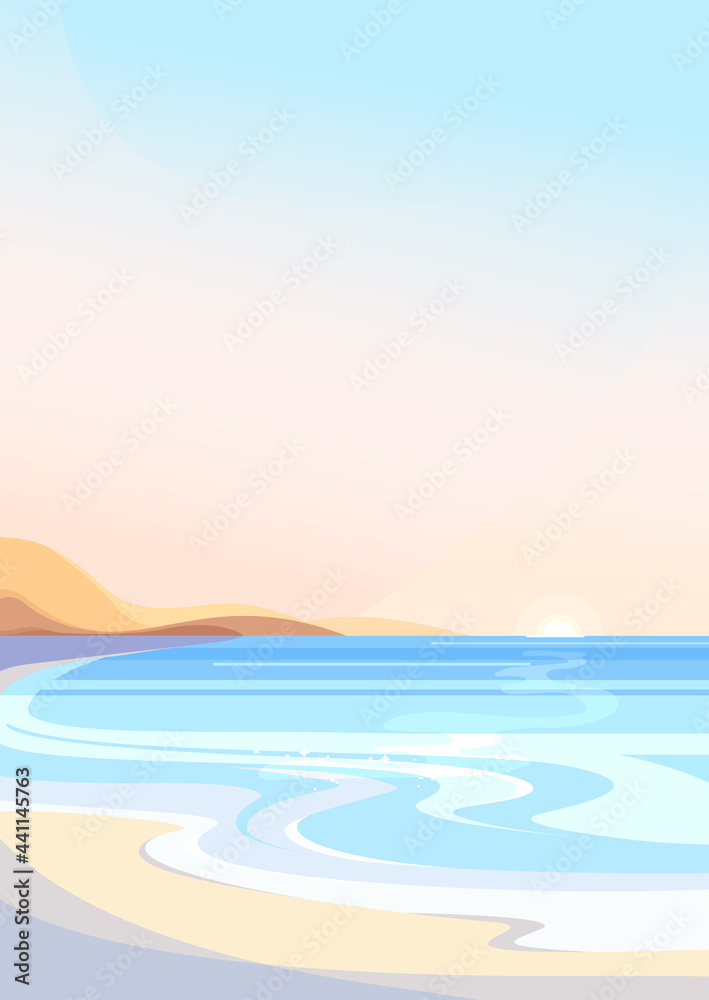 Fototapeta premium Beach at dawn. Beautiful seascape in vertical orientation.