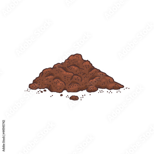Heap of cocoa powder hand drawn engraving vector illustration isolated.