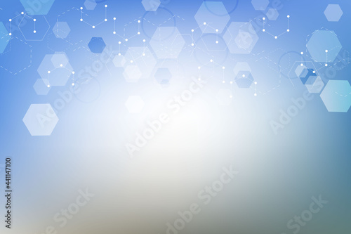 Hexagonal abstract background. Big Data Visualization. Global network connection. Medical, technology, science background. Vector illustration.
