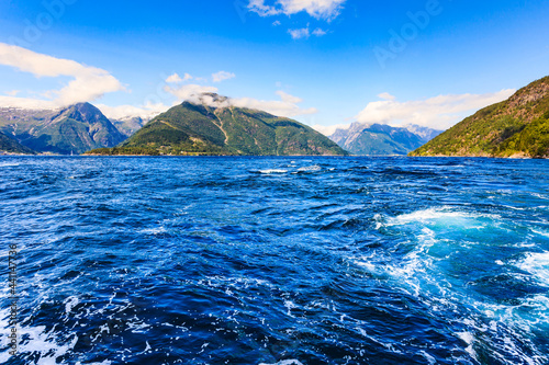 Norwegian fjord seen from ferry boat