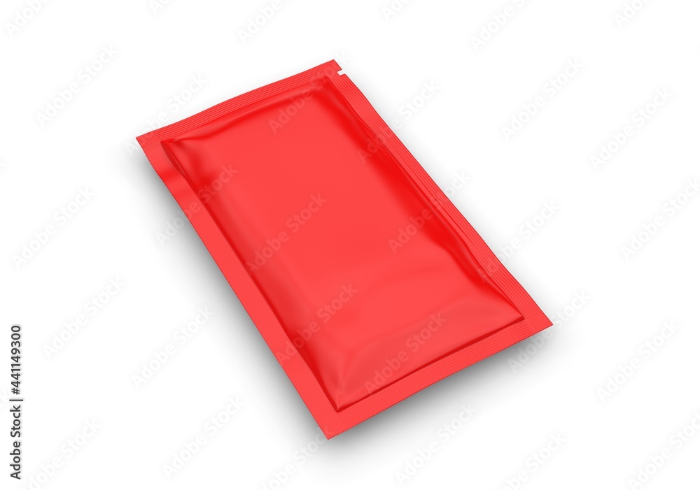 White blank foil or plastic sachet packaging for Coffee, Salt, Sugar, species, shampoo. Template For Mock up Your Design. 3d render illustration. White blank foil or plastic sachet packaging for Coffee, Salt, Sugar, species, shampoo. Template For Mock up Your Design. 3d render illustration.