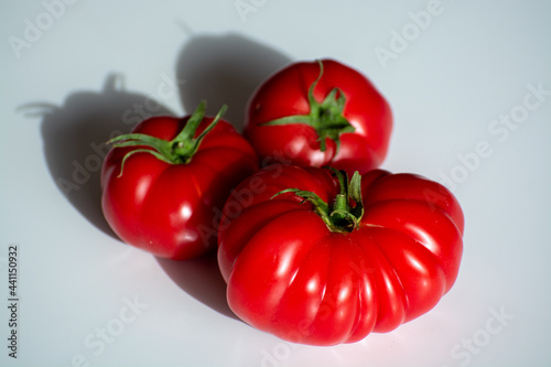 Ripe pink tasty monterosa tomatoes from Spain © barmalini