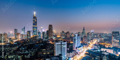 Night view of Zifeng Building and city skyline in Nanjing, Jiangsu, China © Govan