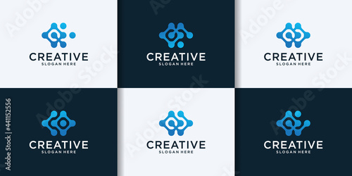 creative technology letter c logo design collection