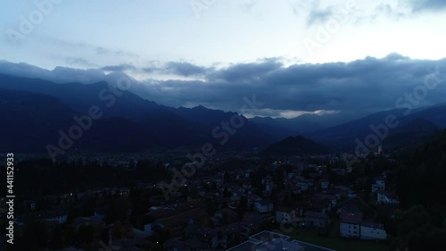 Aerial footage drone view of Clusone, Bergamo Italy // no video editing
 photo
