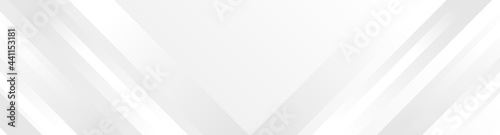 Grey and white tech geometric minimal banner design. Abstract futuristic monochrome background. Vector illustration