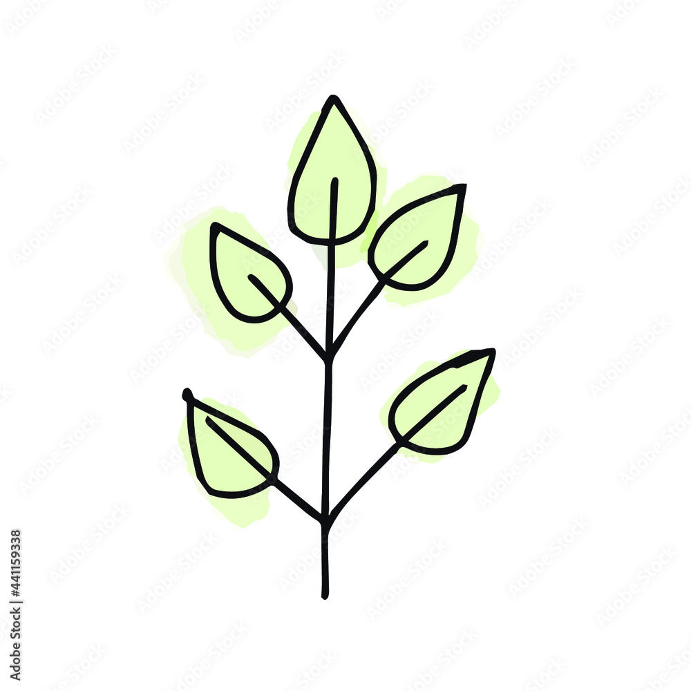 One hand drawn leaf for winter and autumn decoration. Doodle vector illustration. For the design of cards, posters, textiles. Isolated on white background One hand drawn leaf for winter and autumn decoration. Doodle vector illustration. For the design of cards, posters, textiles. Isolated on white background