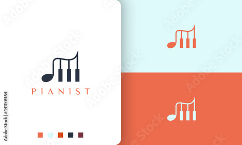 simple and modern logo or icon for piano app