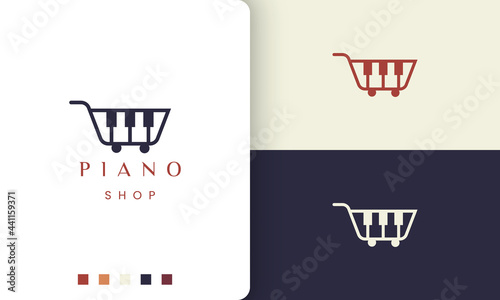 simple and modern logo or icon for piano shop