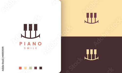 piano logo in simple and modern style with smile shape