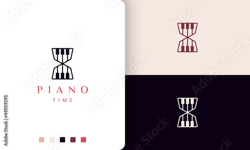simple and modern piano time logo or icon