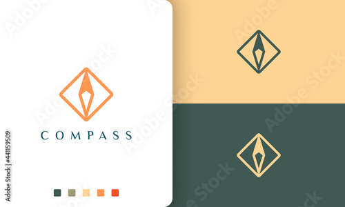 travel or tour logo vector design with simple and modern compass shape