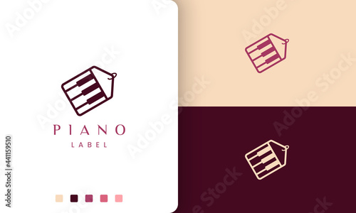 simple and modern logo or label icon for piano shop