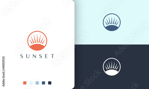 sun or beach circle logo in simple and modern style