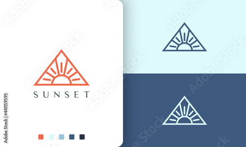 triangle sun or energy logo in unique and modern style
