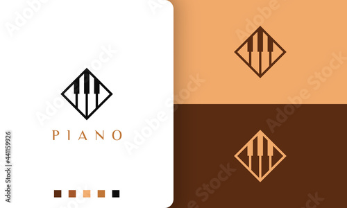 piano logo in simple and modern style suitable for musician or orchestra