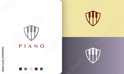 shield piano logo or icon in a simple and modern style