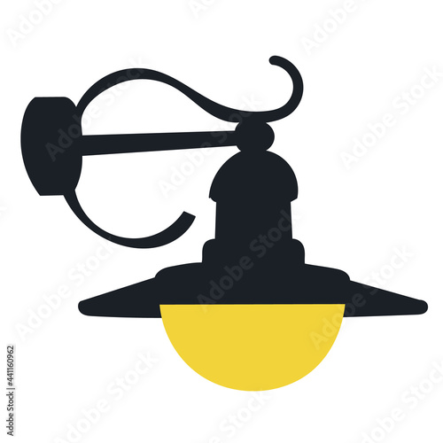 street, wall lamp, silhouette isolated