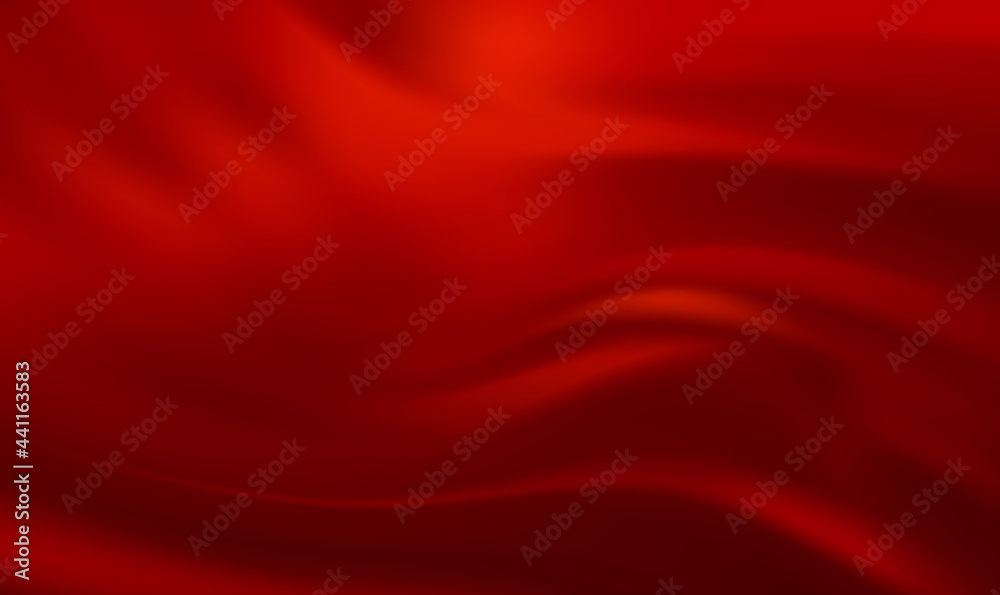 Red silk satin wrinkled fabric wave luxury background. Drapery Textile Background. Luxury red cloth or liquid wave or wavy folds of grunge silk texture satin velvet material. Vector illustration EPS10