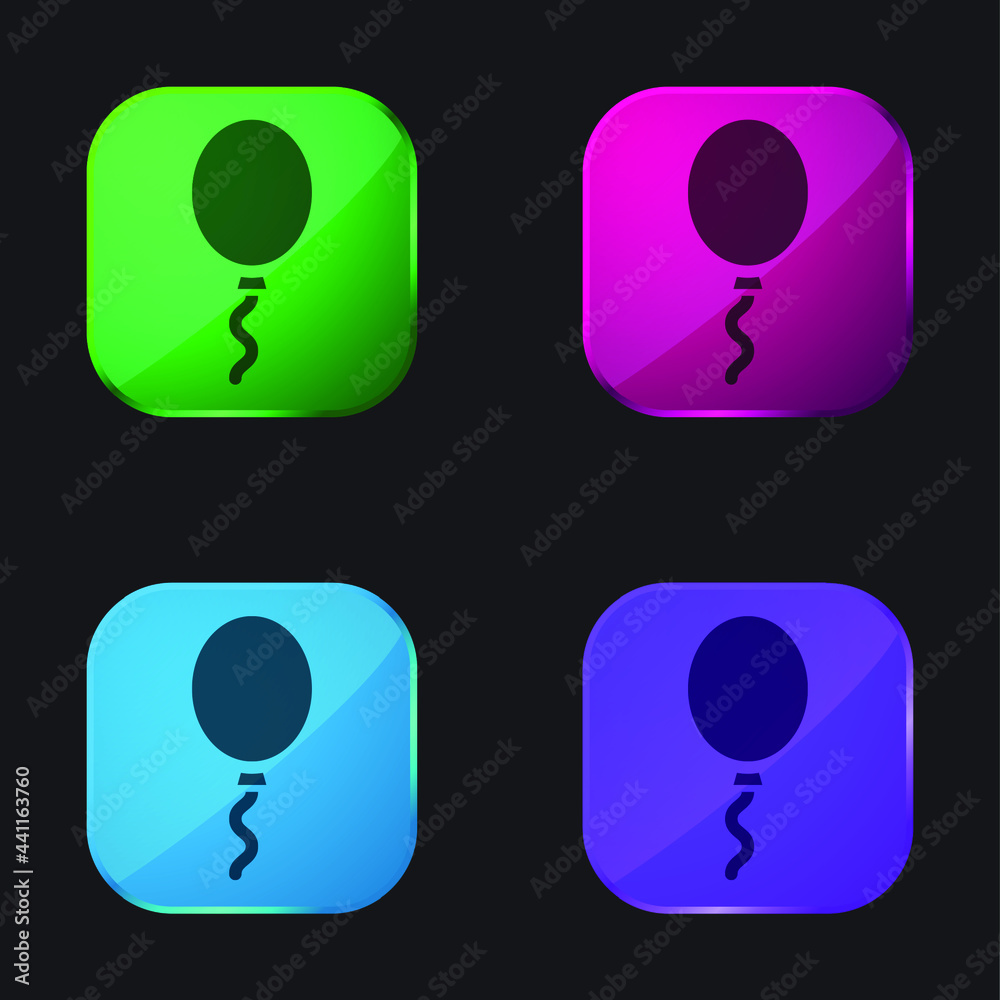 Balloon four color glass button icon Balloon four color glass button icon