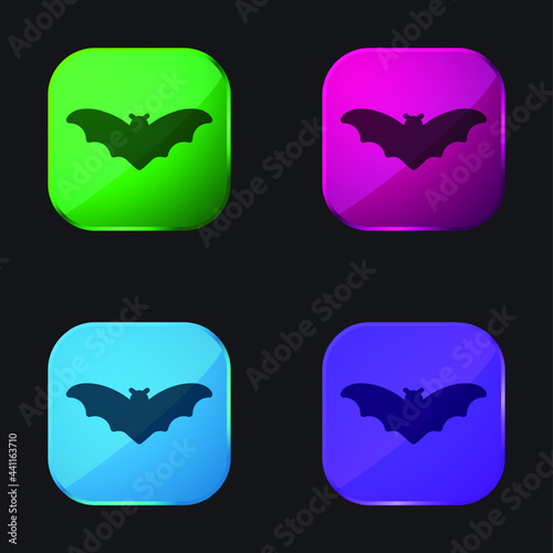 Bat four color glass button icon