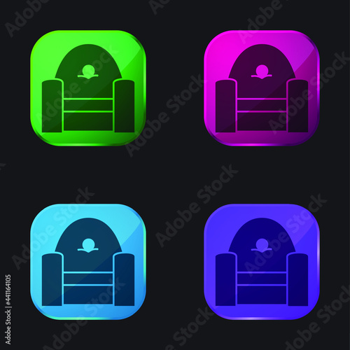 Armchair Frontal four color glass button icon