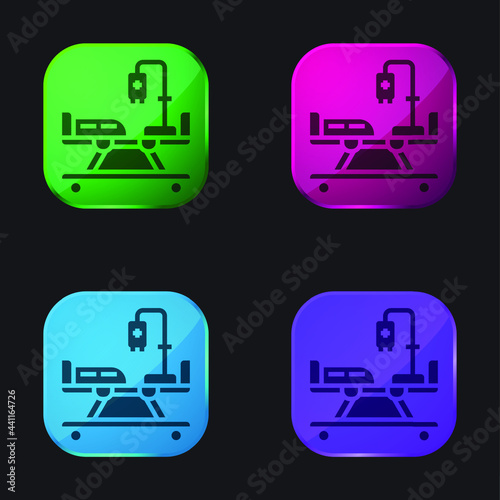 Bed four color glass button icon