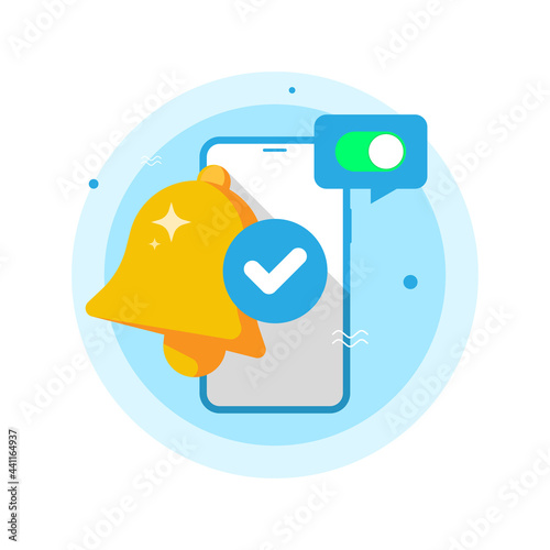 notification successfully enabled or turned on concept illustration flat design vector eps10. modern graphic element for landing page, empty state ui, infographic, icon