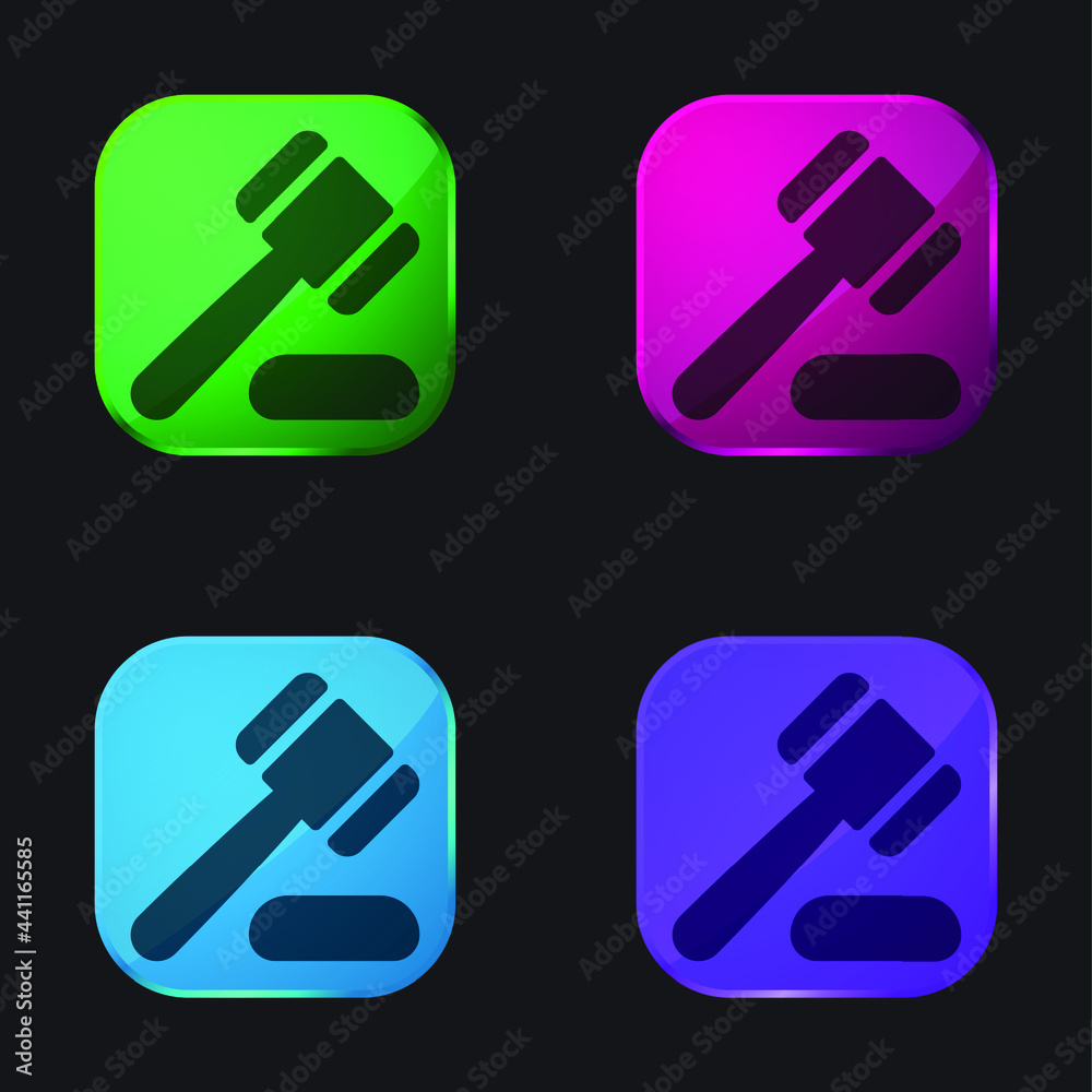 Auction four color glass button icon