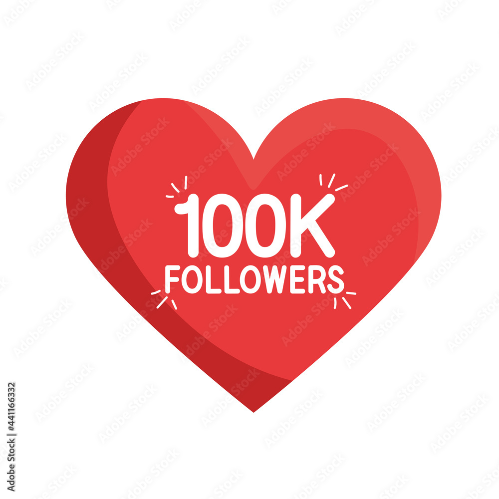 followers 100k in heart