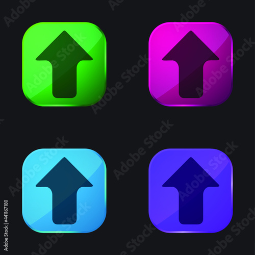Arrow Pointing Upwards four color glass button icon